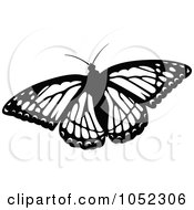 Poster, Art Print Of Black And White Flying Butterfly Logo - 2