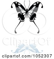 Poster, Art Print Of Black And White Butterfly Logo With A Reflection - 11