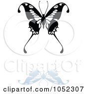 Royalty Free Vector Clip Art Illustration Of A Black And White Butterfly Logo With A Reflection 11