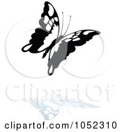 Poster, Art Print Of Black And White Butterfly Logo With A Reflection - 1