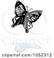 Poster, Art Print Of Black And White Butterfly Logo With A Reflection - 3