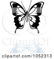 Poster, Art Print Of Black And White Butterfly Logo With A Reflection - 4