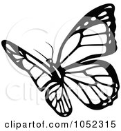 Poster, Art Print Of Black And White Flying Butterfly Logo - 8