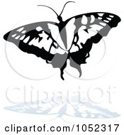 Poster, Art Print Of Black And White Butterfly Logo With A Reflection - 6