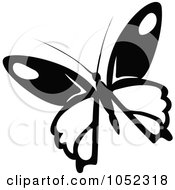 Poster, Art Print Of Black And White Flying Butterfly Logo - 5