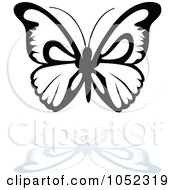 Poster, Art Print Of Black And White Butterfly Logo With A Reflection - 7