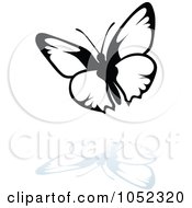 Poster, Art Print Of Black And White Butterfly Logo With A Reflection - 12