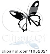 Poster, Art Print Of Black And White Butterfly Logo With A Reflection - 5