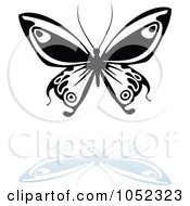 Poster, Art Print Of Black And White Butterfly Logo With A Reflection - 10