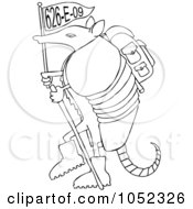 Royalty Free RF Clipart Illustration Of A Hiker Armadillo With A Flag by djart