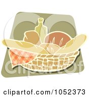 Royalty Free Vector Clip Art Illustration Of Oil And Bread In A Basket by Any Vector