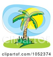 Poster, Art Print Of Palm Tree Against A Full Sun