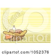 Poster, Art Print Of Bread And Oil In A Basket Over A Wheat Background