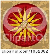 Poster, Art Print Of Vergina Sun Macedonia Symbol On A Red And Brown Background