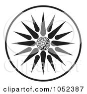 Royalty Free Vector Clip Art Illustration Of A Black And White Vergina Sun Macedonia Symbol