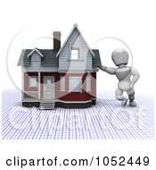 Poster, Art Print Of 3d White Character Leaning On A House