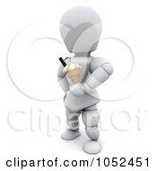 Poster, Art Print Of 3d White Character Holding An Ice Cream Cone