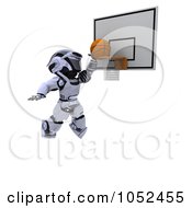 Poster, Art Print Of 3d Robot Playing Basketball