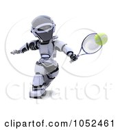Royalty Free 3d Clip Art Illustration Of A 3d Robot Playing Tennis