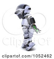 Poster, Art Print Of 3d Robot With A Battery