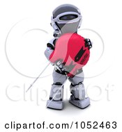 Poster, Art Print Of 3d Robot With A Computer Part - 3