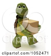 Royalty Free 3d Clip Art Illustration Of A 3d Tortoise Carrying A Box