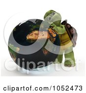 Poster, Art Print Of 3d Tortoise Hugging A Globe