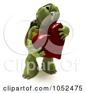 Royalty Free 3d Clip Art Illustration Of A 3d Tortoise Hugging A Heart