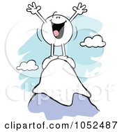 Poster, Art Print Of Happy Moodie Character On Top Of A Mountain