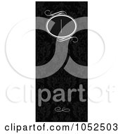 Royalty Free Vector Clip Art Illustration Of An Ornate Vertical Black Floral Invitation With A Text Box 1