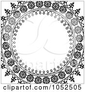 Poster, Art Print Of Ornate Black Circle Frame Over White