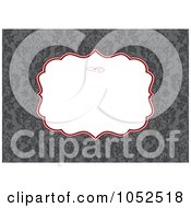 Royalty Free Vector Clip Art Illustration Of A Gray Floral Invitation Background With A Red And White Text Box