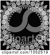 Poster, Art Print Of Ornate White Circle Frame Over Black