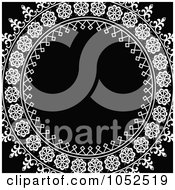 Royalty Free Vector Clip Art Illustration Of An Ornate White Circle Frame Over Black