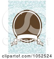 Poster, Art Print Of Blue Floral Invitation Background With A Brown Oval And Blank Banner - 2