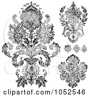 Poster, Art Print Of Digital Collage Of Gray And Black Patterned Damask Design Elements