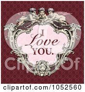 Poster, Art Print Of Victorian Cupid Frame With Pink I Love You Text On A Red Background
