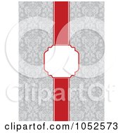 Poster, Art Print Of Gray Floral Pattern Invitation Background With A Red And Text Box - 2