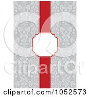 Royalty Free Vector Clip Art Illustration Of A Gray Floral Pattern Invitation Background With A Red And Text Box 2