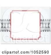 Royalty Free Vector Clip Art Illustration Of A Blank Red Text Box Floral Background Over Gray With Ornate Lines