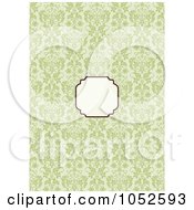 Poster, Art Print Of Blank Text Box Over A Green Damask Floral Invitation Background