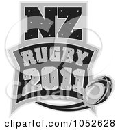 Royalty Free Vector Clip Art Illustration Of A New Zealand Rugby Football Logo 2