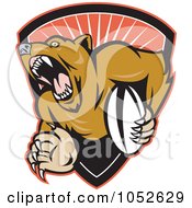 Royalty Free Vector Clip Art Illustration Of A Rugby Bear Shield Logo