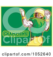 Poster, Art Print Of American Football Player With Champions Text On Green And Yellow