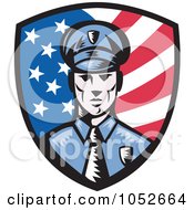 Poster, Art Print Of Retro American Police Shield Logo