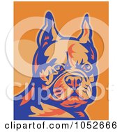 Poster, Art Print Of Retro French Bulldog In Blue And Orange