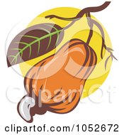 Poster, Art Print Of Orange Cashew Fruit On A Tree Over Yellow