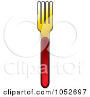 Royalty Free Vector Clip Art Illustration Of A Red And Gold Fork