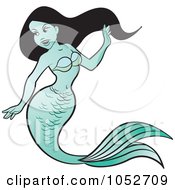 Royalty Free Vector Clip Art Illustration Of A Black Haired Mermaid 2