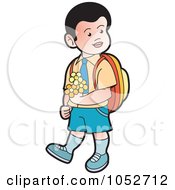 Poster, Art Print Of School Boy Carrying Flowers - 2